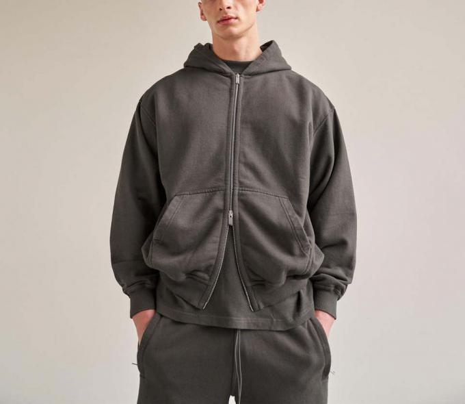 Couleur pure Logo personnalisé coton Sports Wear Homme Vêtement à capuche 2